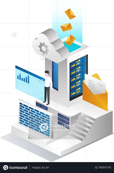 Responsable du mur de sécurité cloud des serveurs de données  Illustration