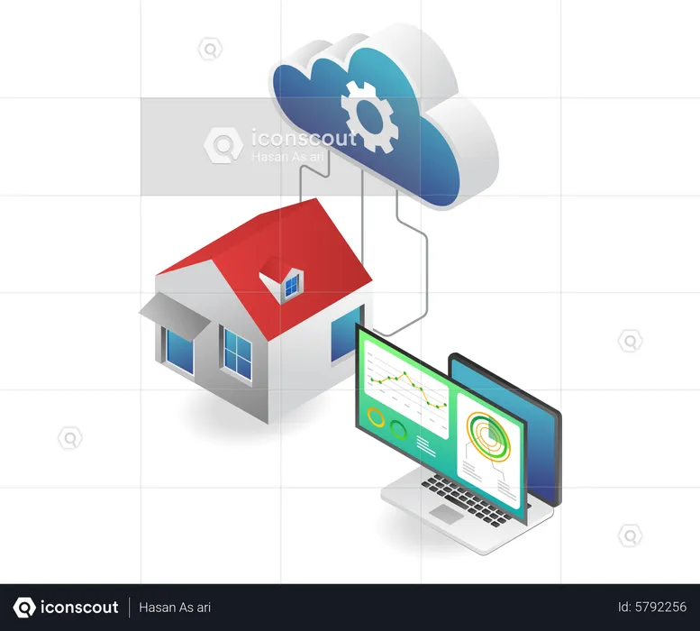 Données d'analyse cloud du serveur domestique  Illustration