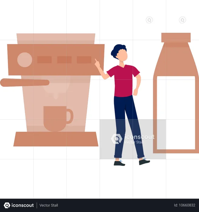 Serveur préparant du café  Illustration