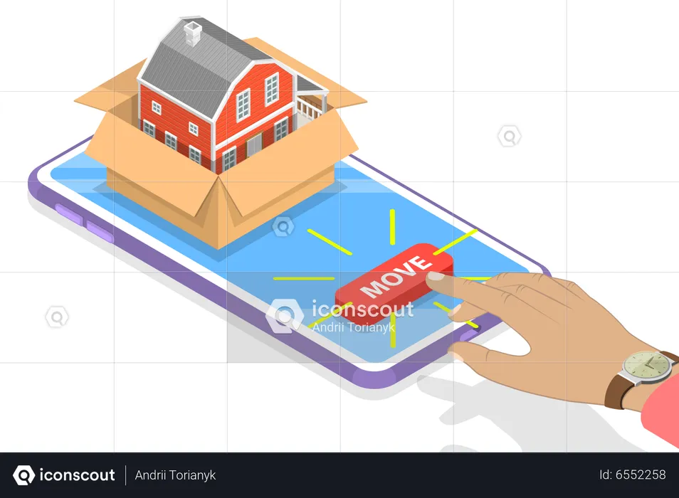 Service de déménagement et de relocalisation en ligne  Illustration