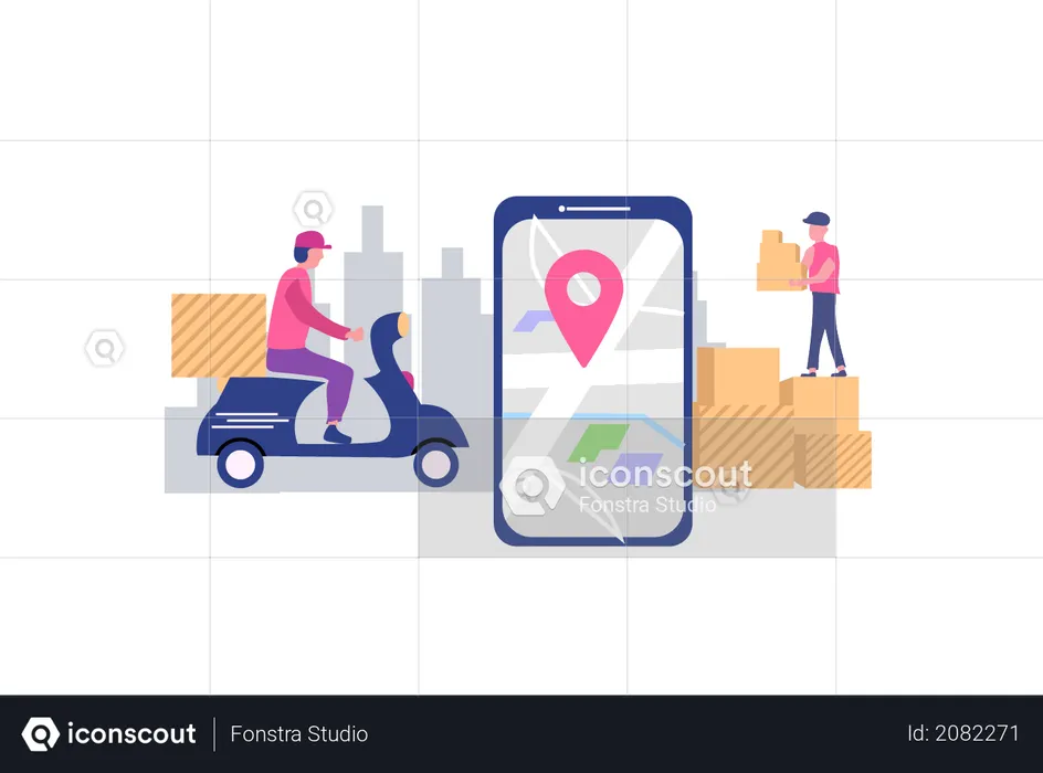 Service de livraison en ligne  Illustration