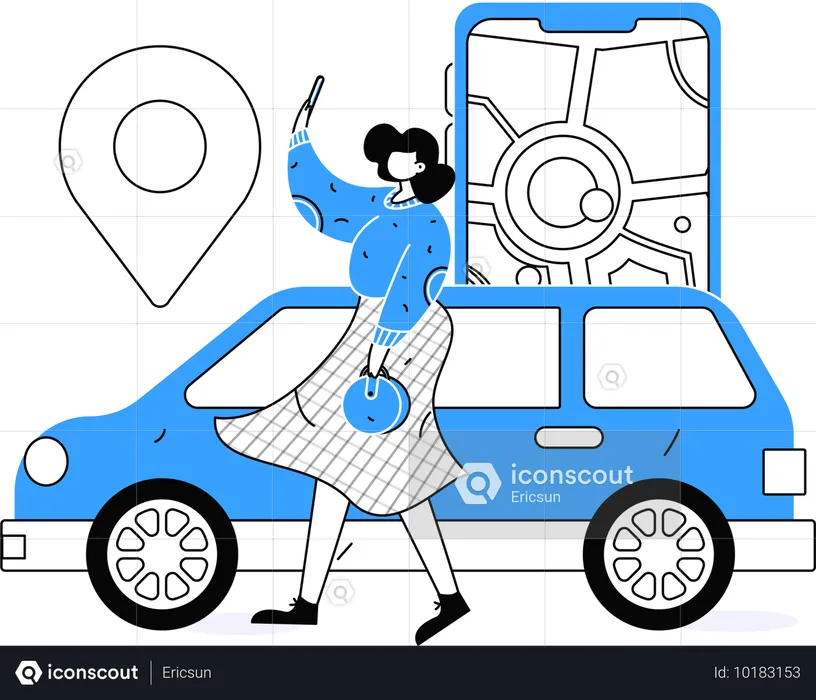 Service de taxi urbain en ligne  Illustration