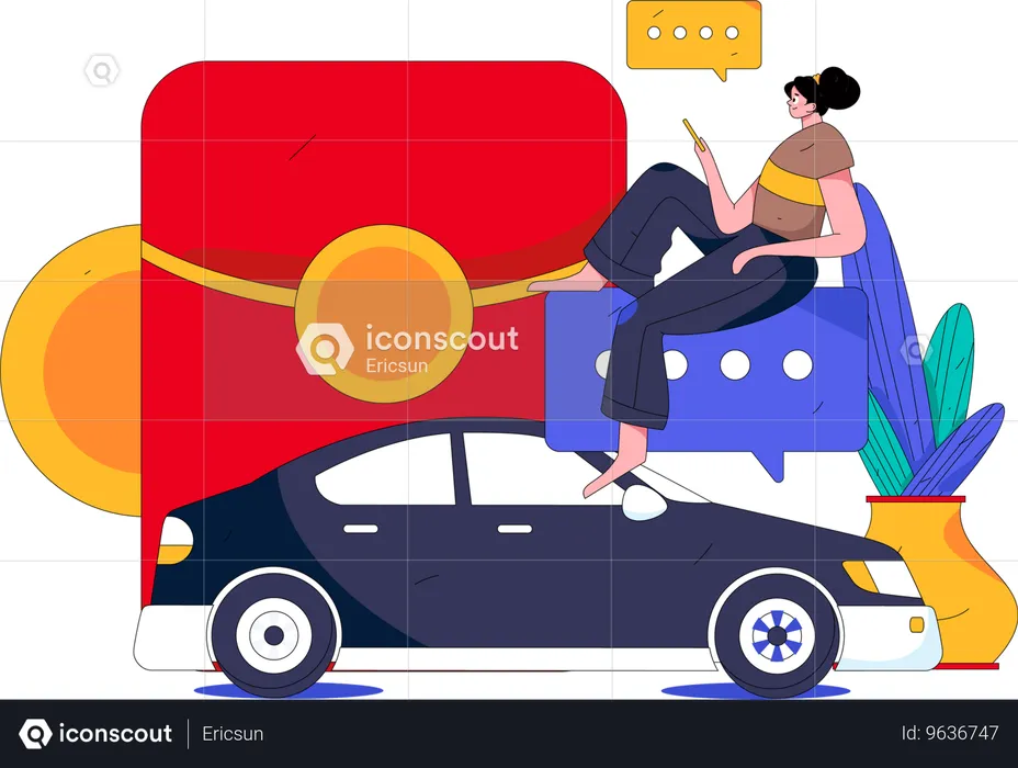 Service de voiture en ligne  Illustration