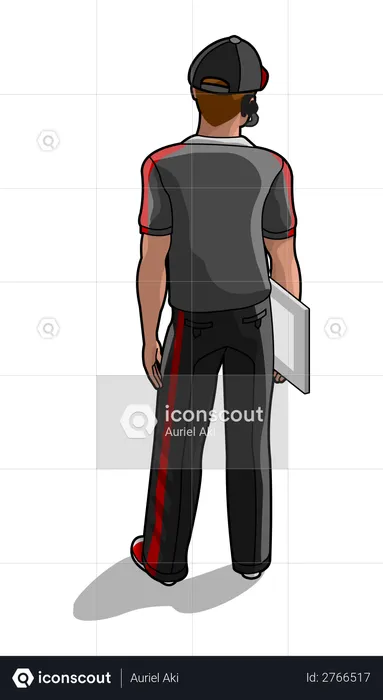 Service man holding writing board  Illustration