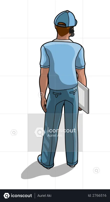 Service man holding writing board  Illustration