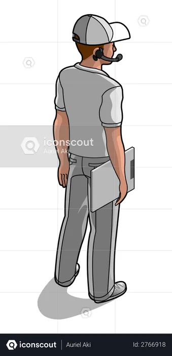 Service man holding writing board  Illustration