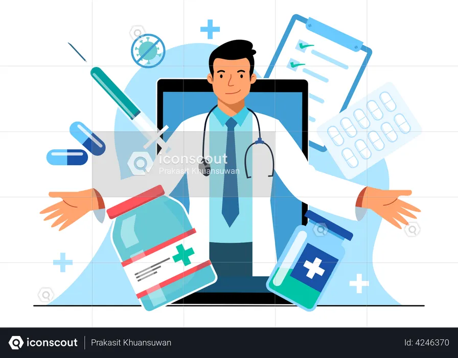 Service de médecin en ligne  Illustration