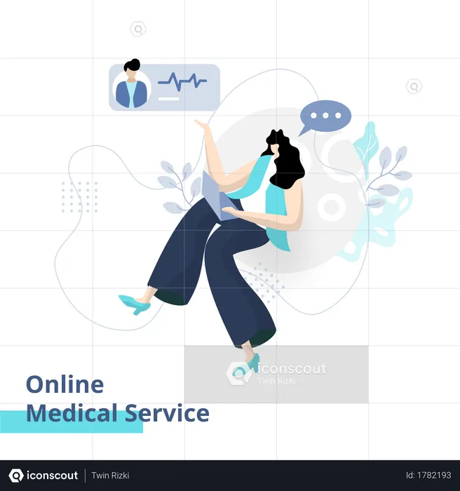 Service médical en ligne  Illustration