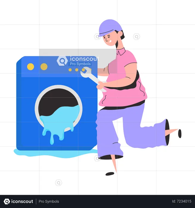 Service Technician repairing  washing machine  Illustration