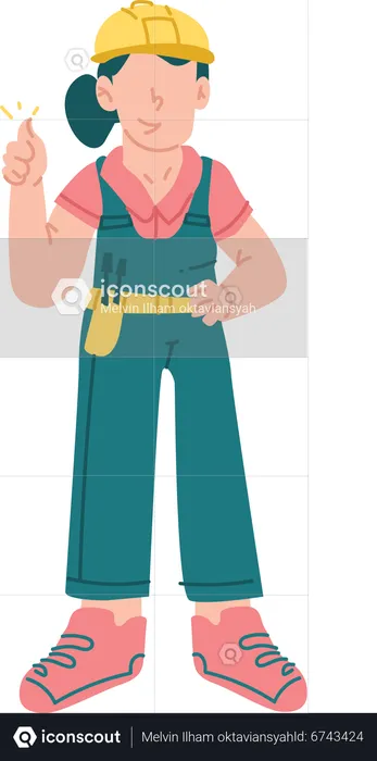 Service woman showing thumb up  Illustration