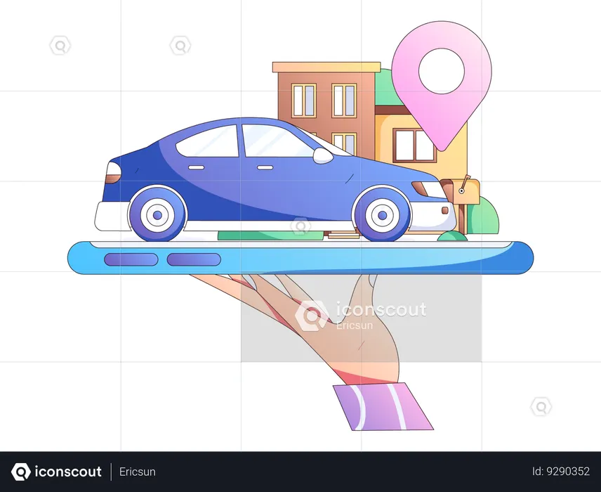 Services de voiture en ligne  Illustration