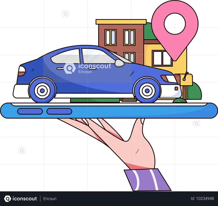 Services de voiture en ligne  Illustration