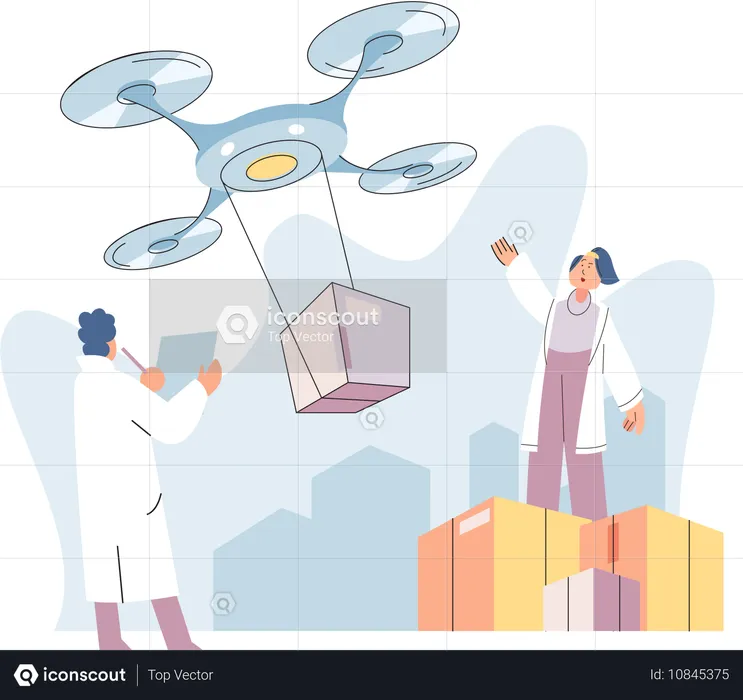 Servicio de entrega con drones  Ilustración