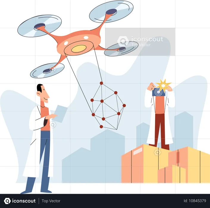 Servicio de entrega con drones  Ilustración