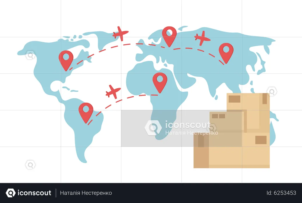 Servicio de paquetería internacional  Ilustración