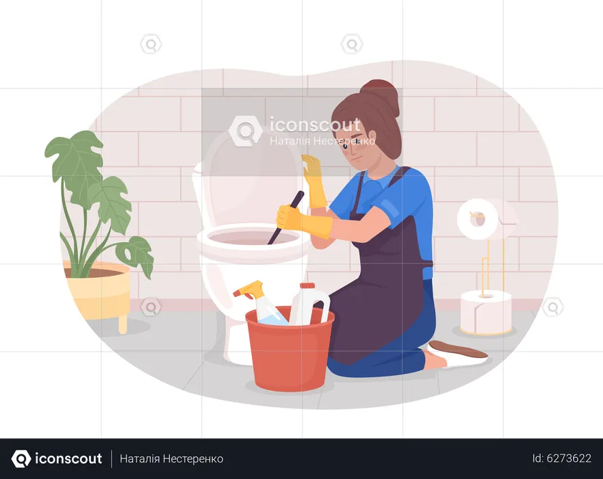 Servicio de limpieza de baños profesional.  Ilustración
