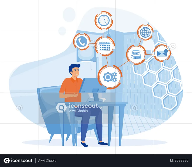 Servicio en línea de asistente personal empresarial  Ilustración