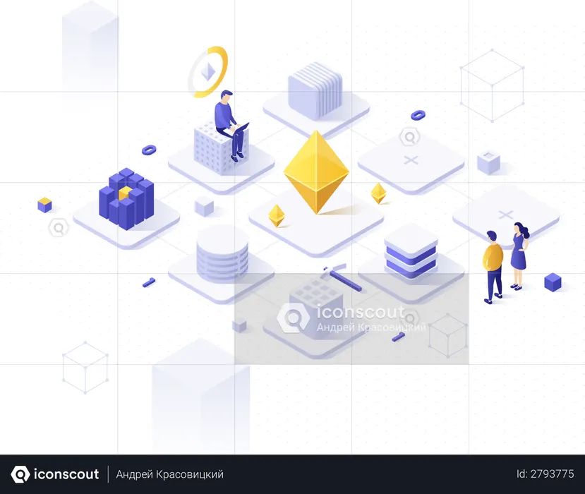 Servicio o tecnología de pool de minería de criptomonedas  Ilustración