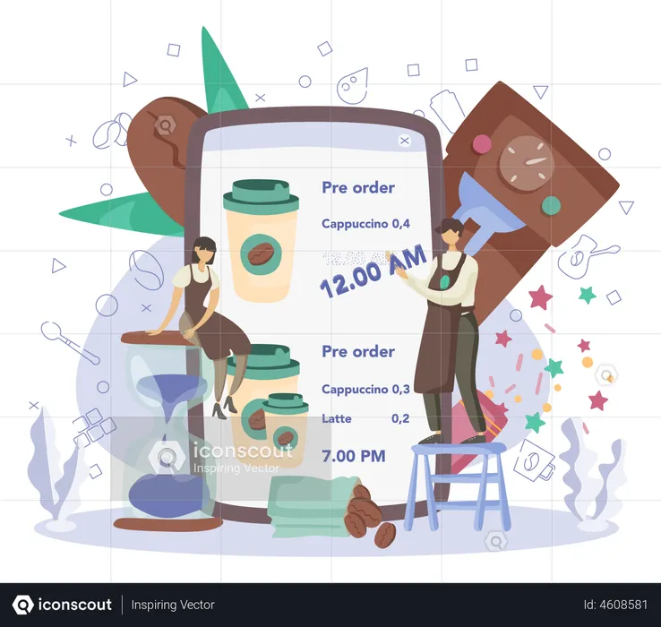 Serviço de café on-line  Ilustração