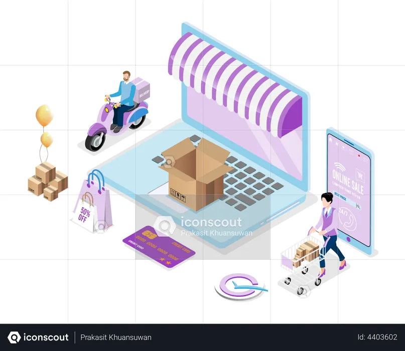 Serviço de compras on-line  Ilustração