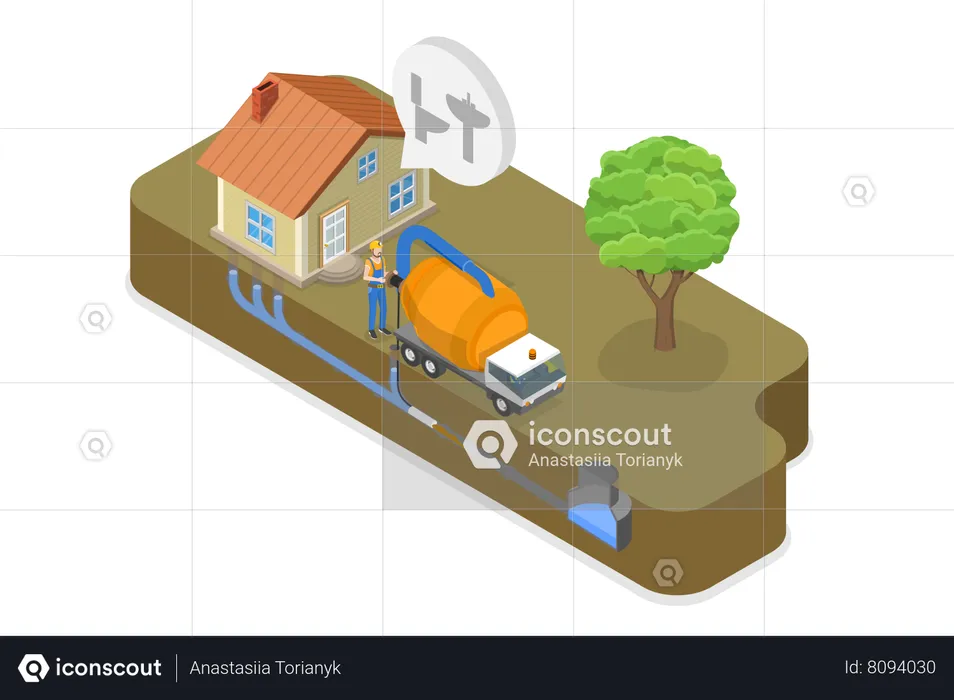 Serviço de limpeza de esgoto  Ilustração