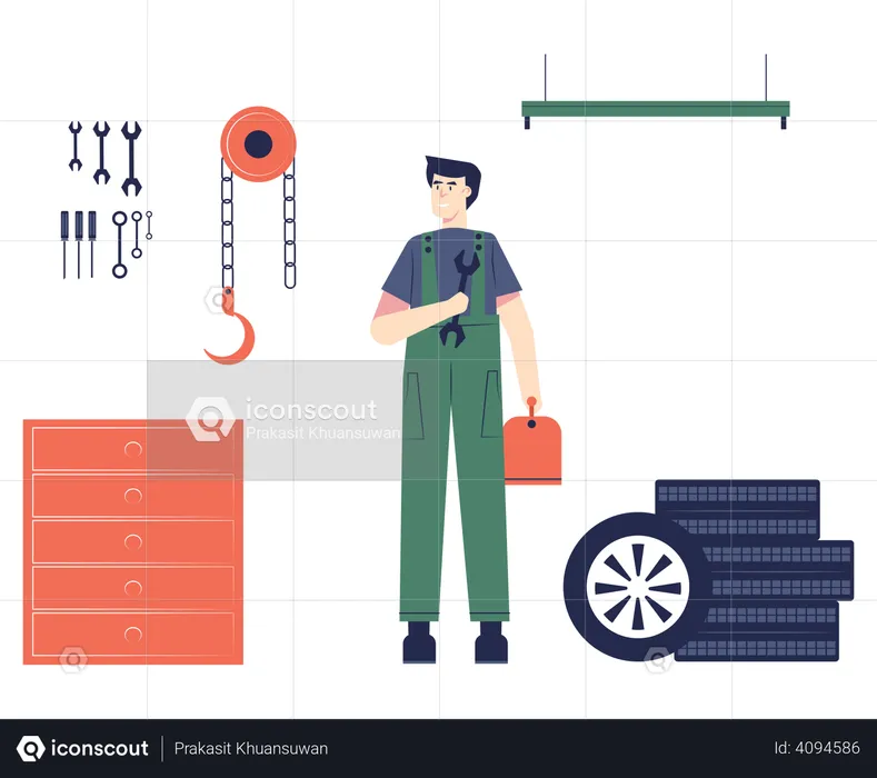 Serviço de reparação e manutenção de automóveis  Ilustração