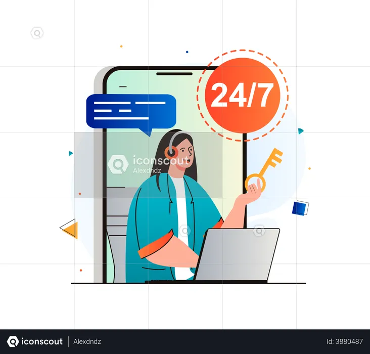 Serviço de suporte ao cliente de dia inteiro  Ilustração