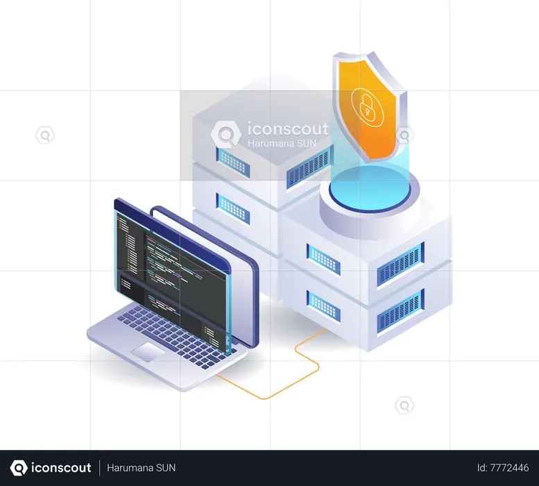 Seguridad del lenguaje de programación en la nube del ordenador servidor  Ilustración