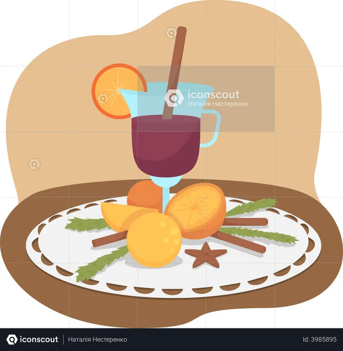 Serving mulled wine  Illustration