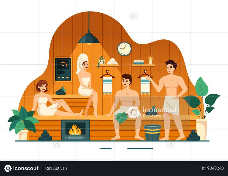 Sesión de sauna  Ilustración