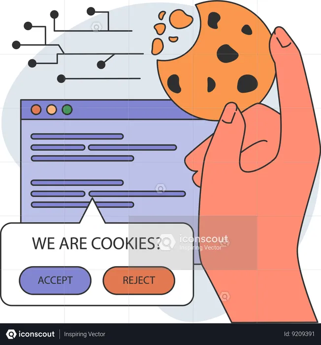 Set cookie sessions on webpage  Illustration