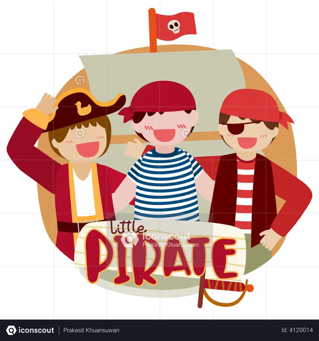 Set of pirate man and salad boy  Illustration