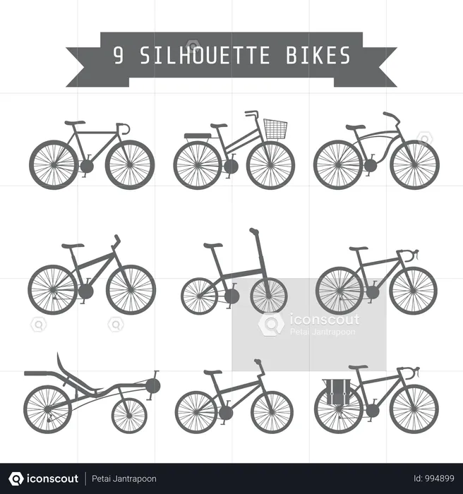 Set Of Silhouette Bicycle  Illustration
