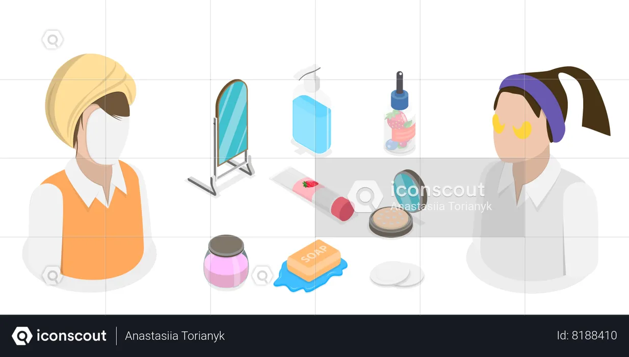 Set of Skincare Cosmetic and Beauty and Skin Products  Illustration