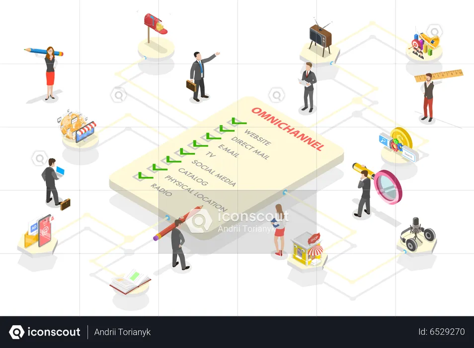 Several Communication Channels Between Seller and Customer  Illustration