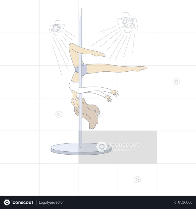 Sexy Dancer Performing Pole Dance  Illustration