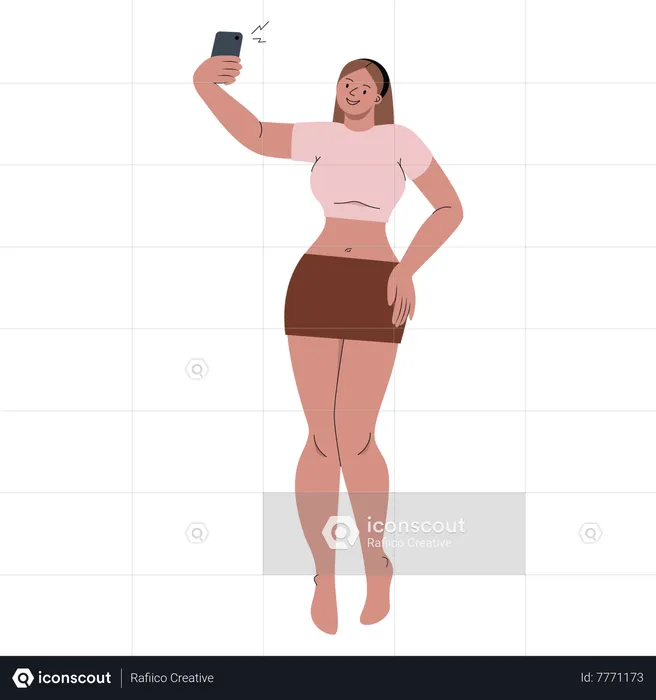 Sexy woman taking selfie  Illustration