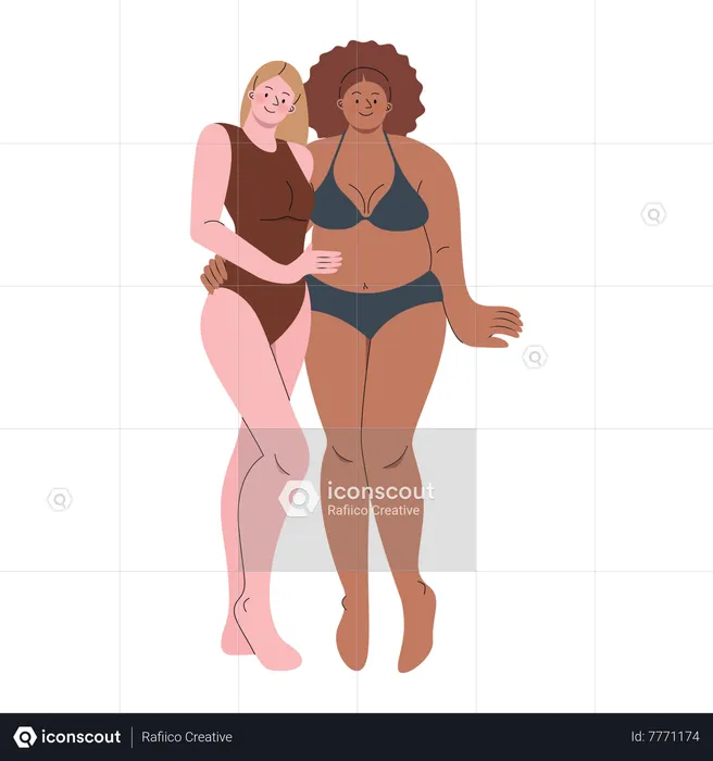 Sexy women hugging pose  Illustration