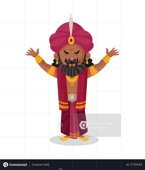 Shakuni levantando os dois braços  Ilustração