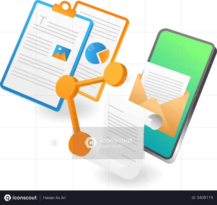 Share data folder through smartphone  Illustration