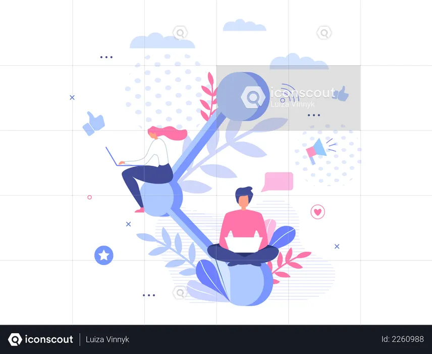 Share Social Information Sign with People around  Illustration