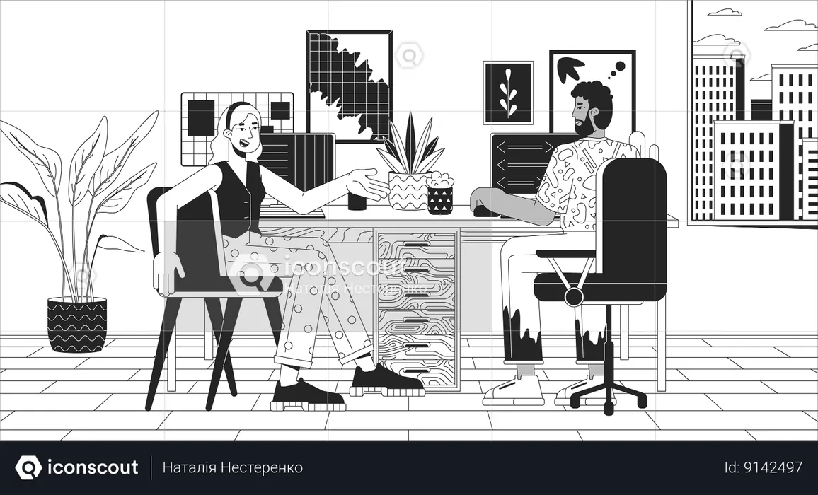 Sharing home office  Illustration