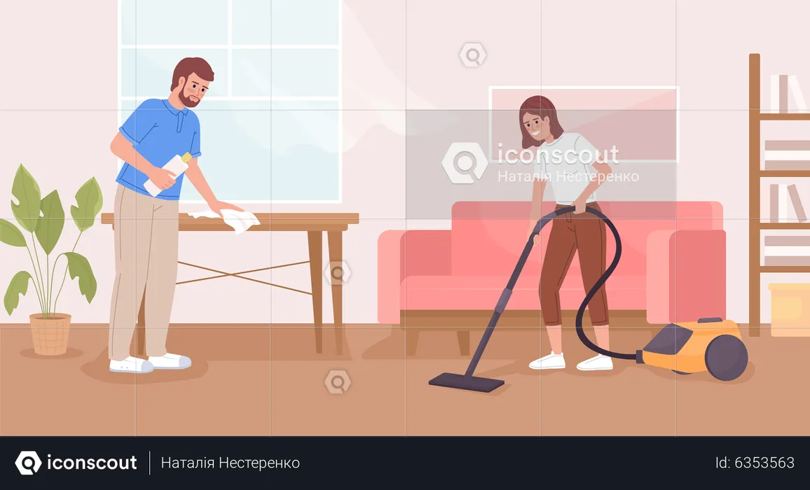 Sharing household responsibilities  Illustration
