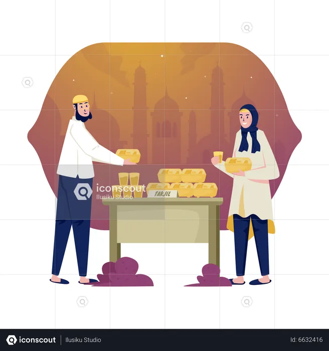 Sharing Ramadan takjil  Illustration