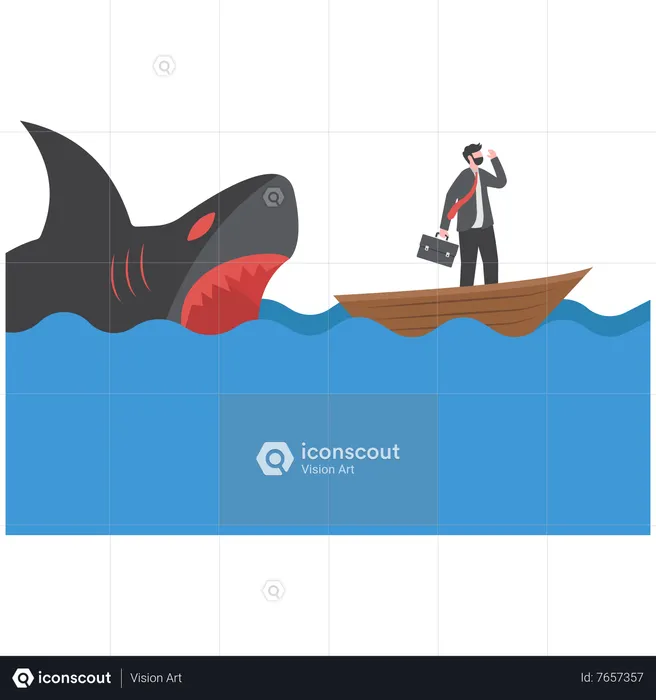 Shark attacks on businessman  Illustration
