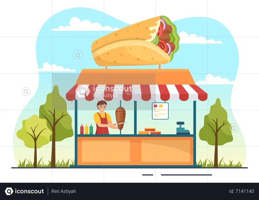 Shawarma Street Shop  Illustration