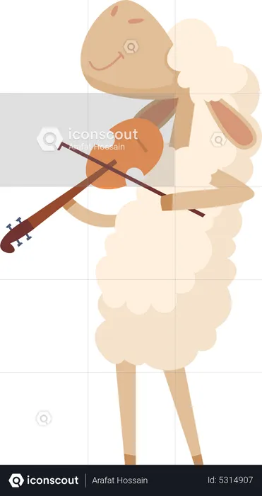 Sheep playing violin  Illustration