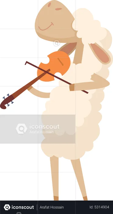 Sheep playing violin  Illustration
