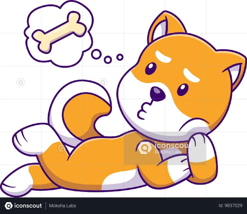 Cachorro Shiba Inu imagine um osso  Ilustração