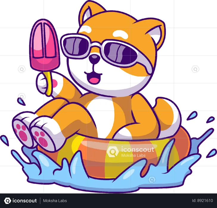 Shiba Inu Dog Summer  Illustration